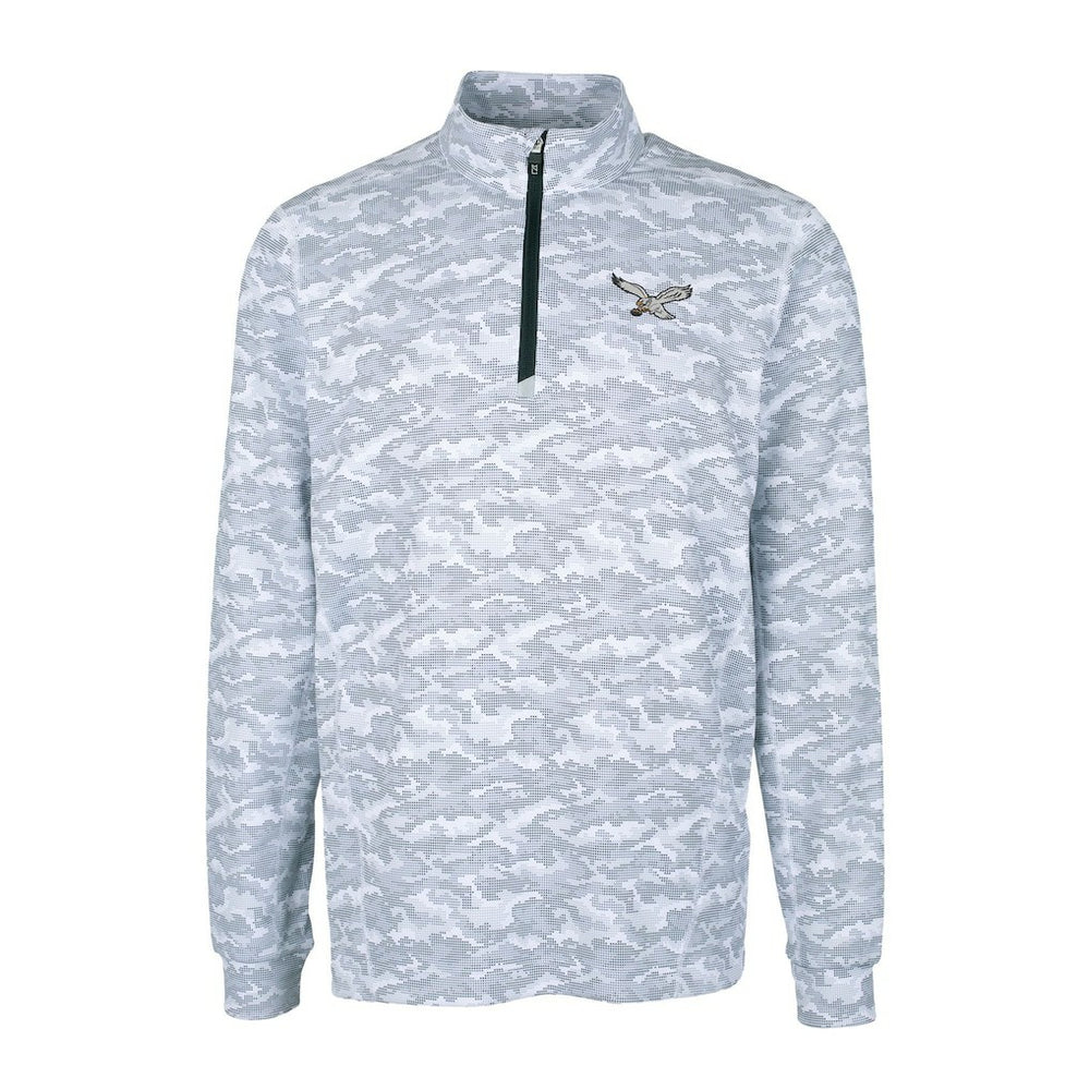 NFL Philadelphia Eagles Cutter & Buck Traverse Camo Print Stretch Quarter-Zip Pullover