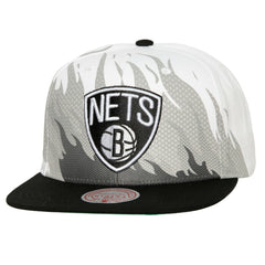 Brooklyn Nets Hot Fire Snapback Hat - White | Mitchell & Ness sale