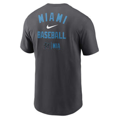 Miami Marlins Logo Sketch Bar T-Shirt - Charcoal | Nike