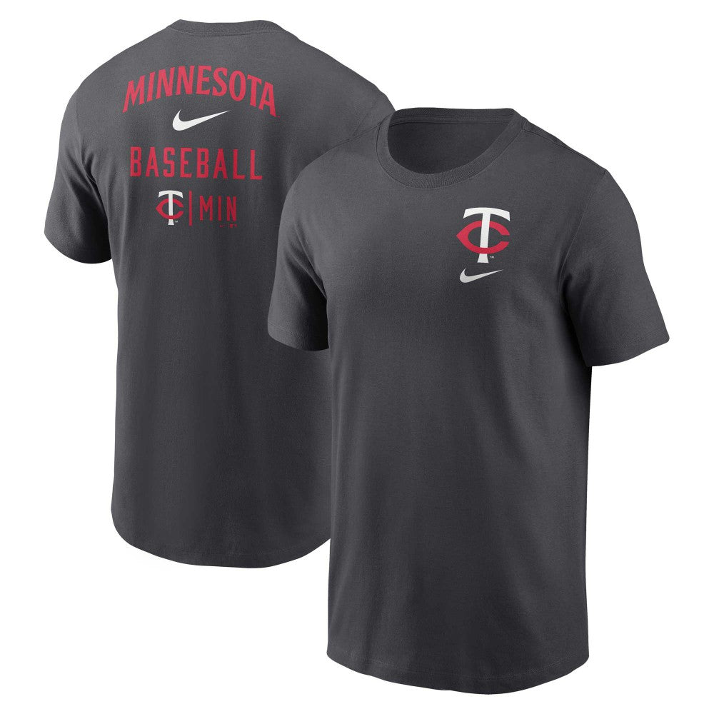Minnesota Twins Logo Sketch Bar T-Shirt - Charcoal | Nike