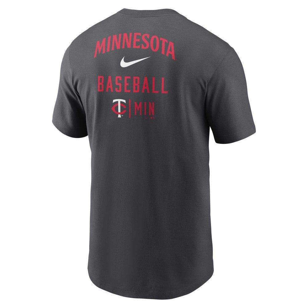 Minnesota Twins Logo Sketch Bar T-Shirt - Charcoal | Nike