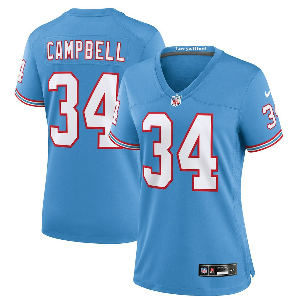 NFL Tennessee Titans Earl Campbell  Women's Oilers Throwback Retired Player Game Jersey
