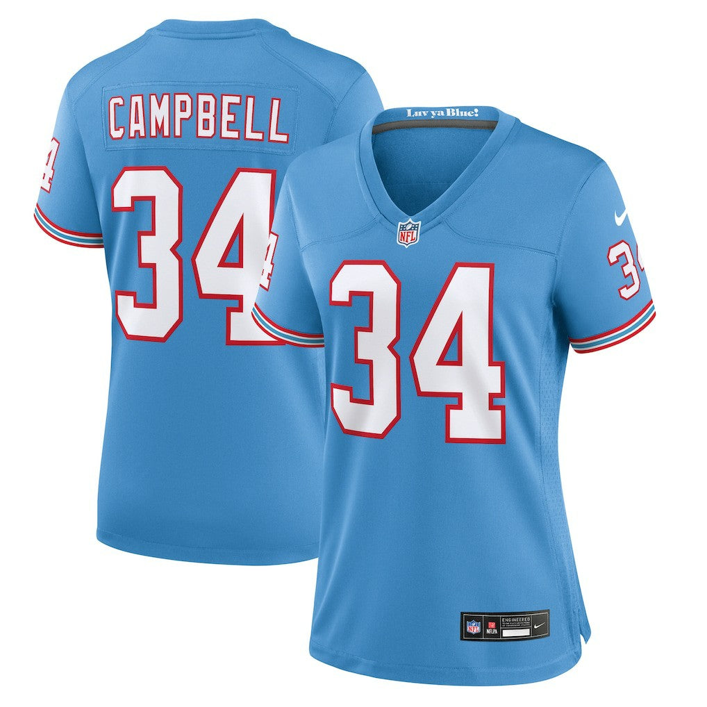 NFL Tennessee Titans Earl Campbell  Women's Oilers Throwback Retired Player Game Jersey