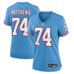 NFL Tennessee Titans Bruce Matthews  Women's Oilers Throwback Retired Player Game Jersey