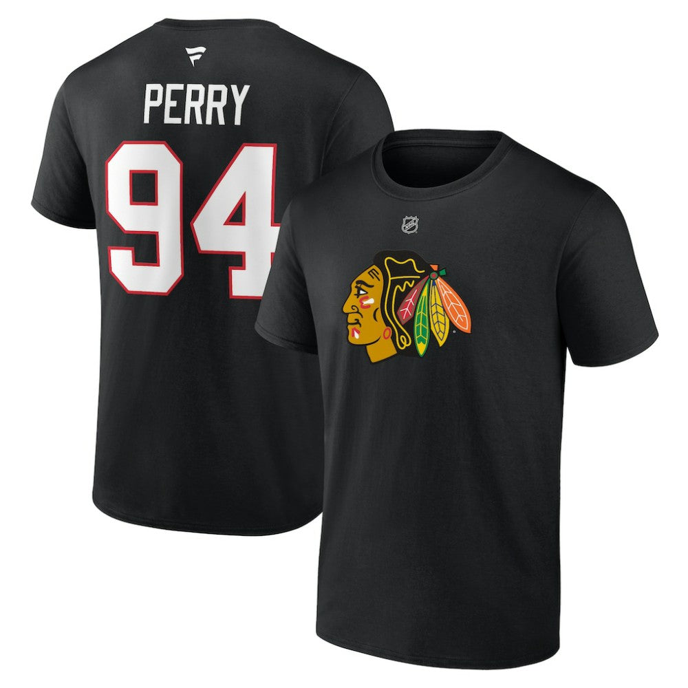 Corey Perry Chicago Blackhawks Fanatics Authentic Stack Name & Number T-Shirt
