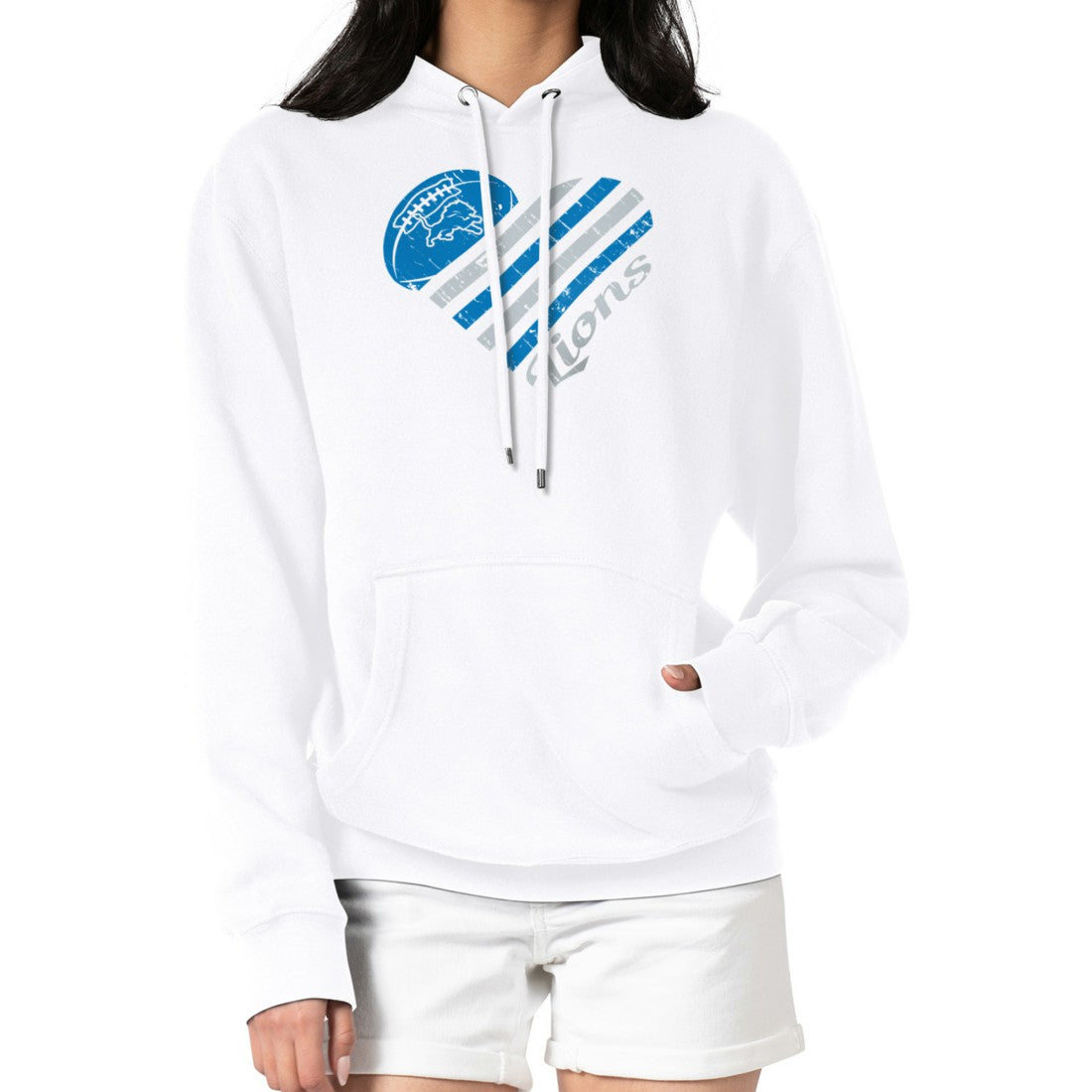 NFL Detroit Lions G-III 4Her by Carl Banks Women's Heart Graphic Fleece Pullover Hoodie