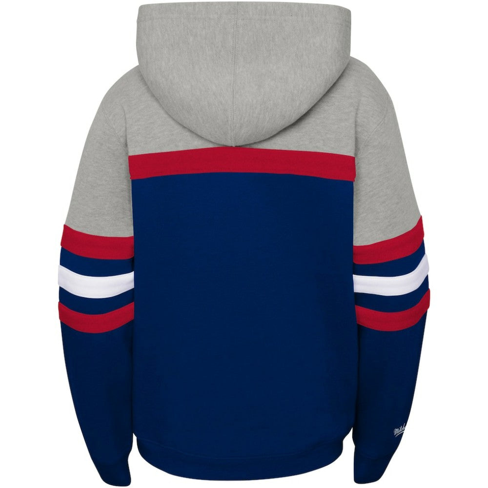 Boston Red Sox Youth Cooperstown Collection Head Coach Pullover Hoodie - Heather Gray/Navy | Mitchell & Ness