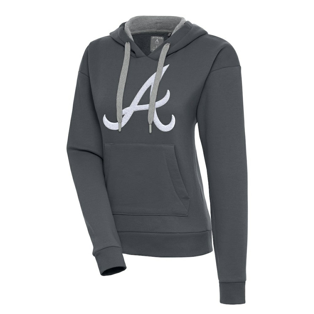 Atlanta Braves Antigua Women's Victory Pullover Hoodie - Charcoal