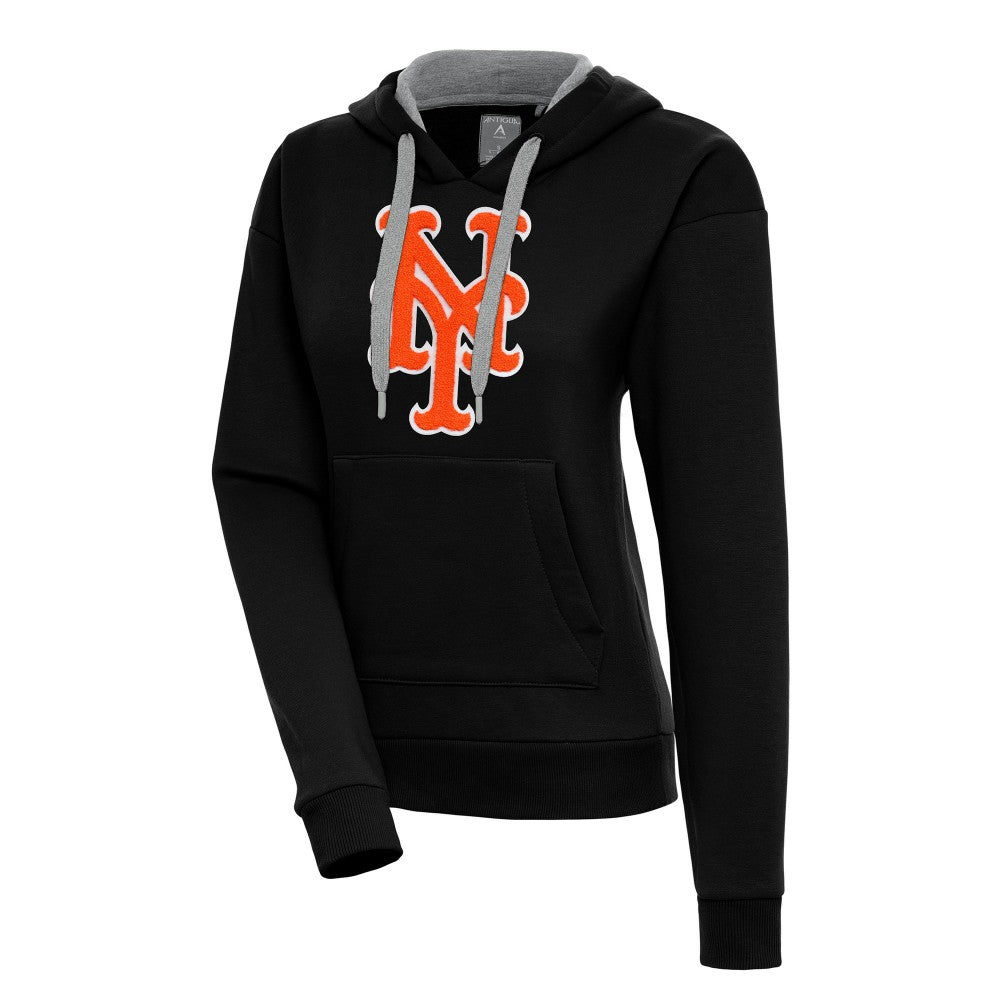 New York Mets Antigua Women's Victory Pullover Hoodie - Black