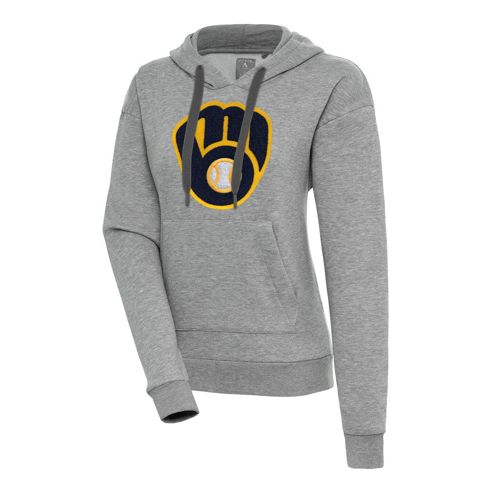 Milwaukee Brewers Antigua Women's Victory Pullover Hoodie - Heather Gray