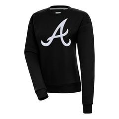 Atlanta Braves Antigua Women's Victory Chenille Pullover Sweatshirt - Black