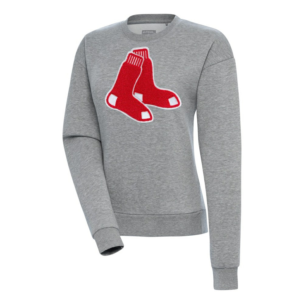 Boston Red Sox Antigua Women's Victory Chenille Pullover Sweatshirt - Heather Gray