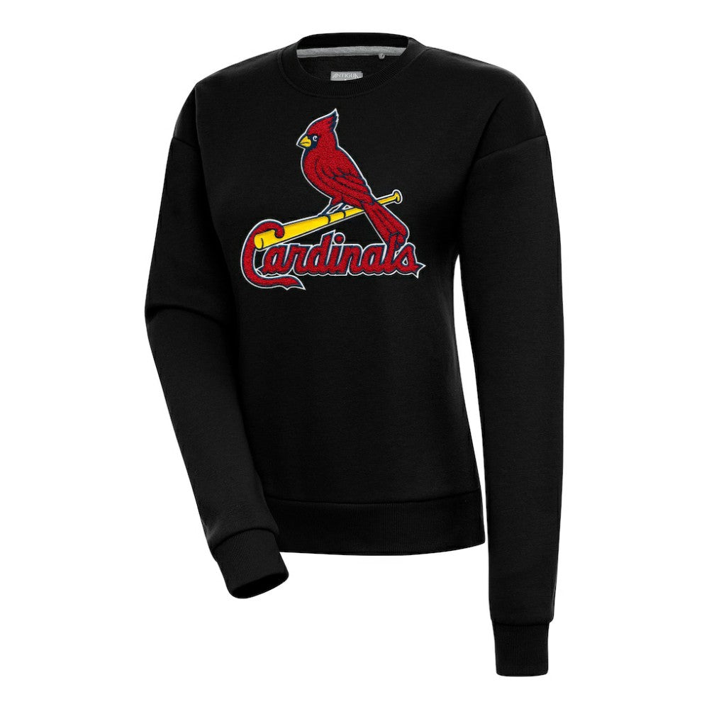 St. Louis Cardinals Antigua Women's Victory Chenille Pullover Sweatshirt - Black