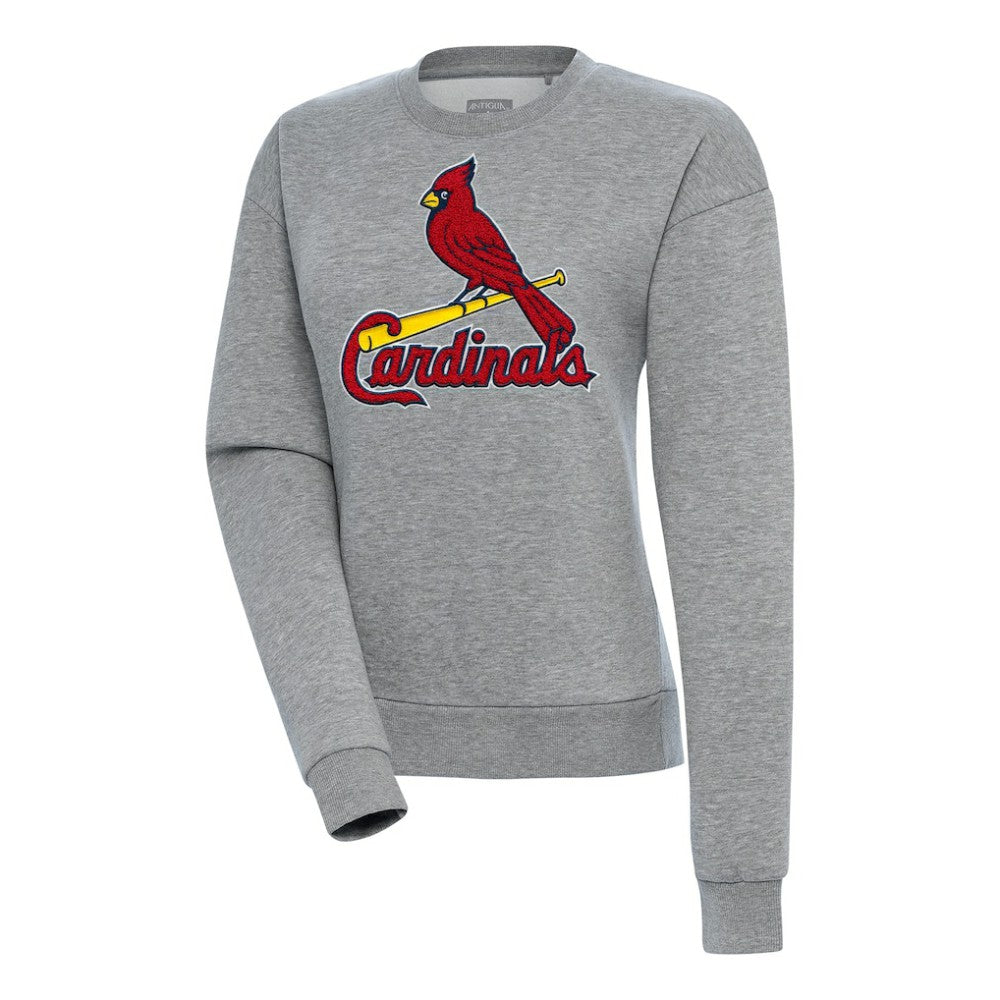 St. Louis Cardinals Antigua Women's Victory Chenille Pullover Sweatshirt - Heather Gray