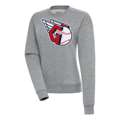Cleveland Guardians Antigua Women's Victory Chenille Pullover Sweatshirt - Heather Gray
