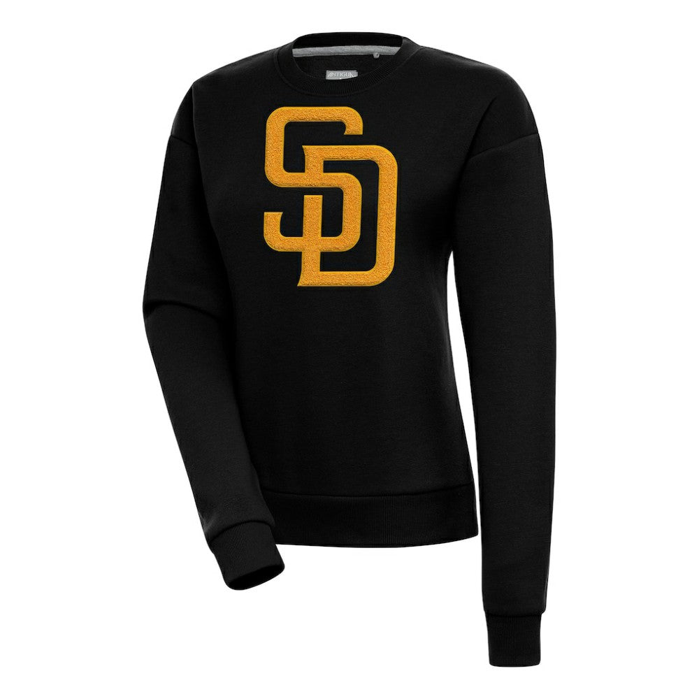 San Diego Padres Antigua Women's Victory Chenille Pullover Sweatshirt - Black