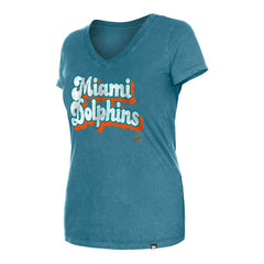 NFL Miami Dolphins Women's Enzyme Wash Low V-Neck T-Shirt