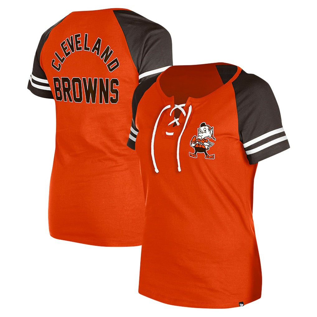 NFL Cleveland Browns Women's Throwback Lace-Up Raglan T-Shirt