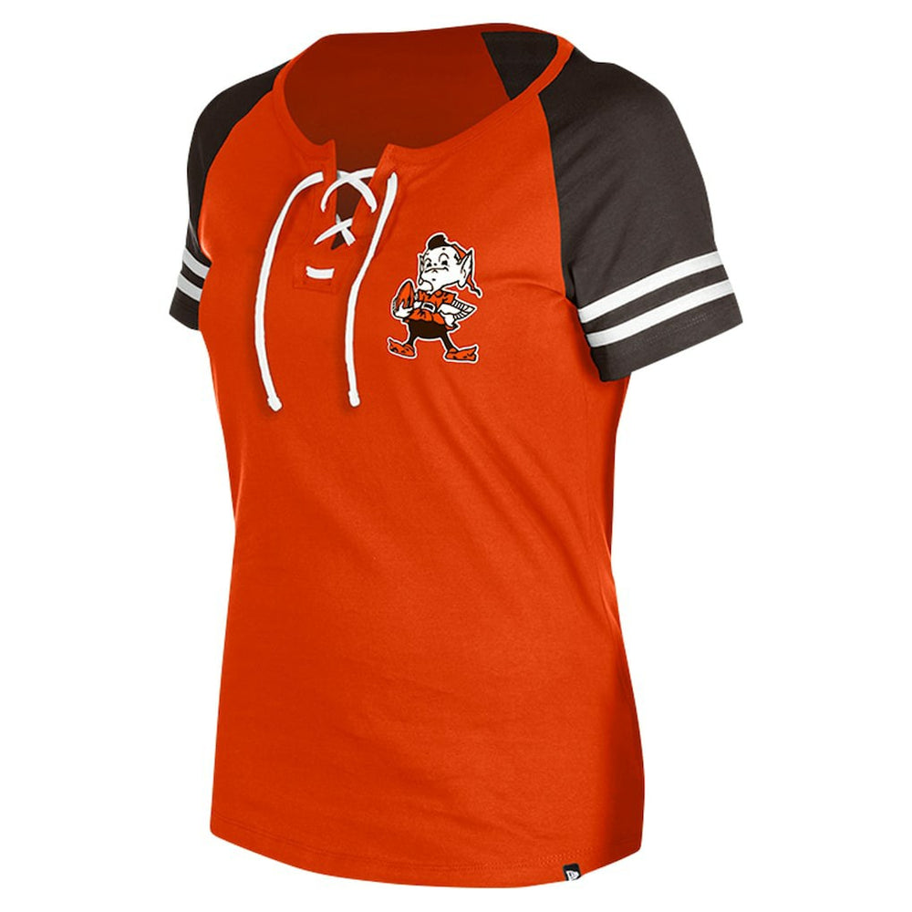 NFL Cleveland Browns Women's Throwback Lace-Up Raglan T-Shirt