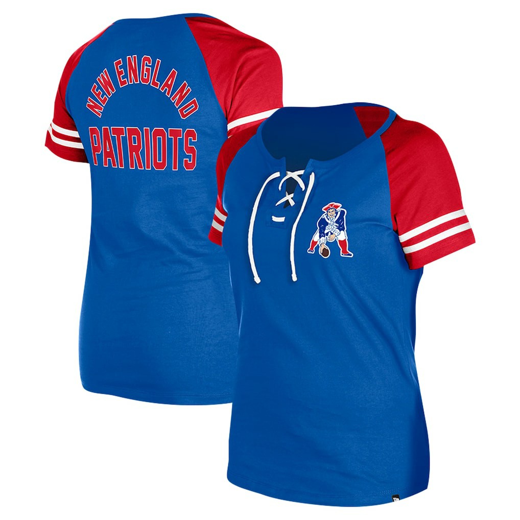 NFL New England Patriots Women's Throwback Lace-Up Raglan T-Shirt