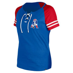 NFL New England Patriots Women's Throwback Lace-Up Raglan T-Shirt