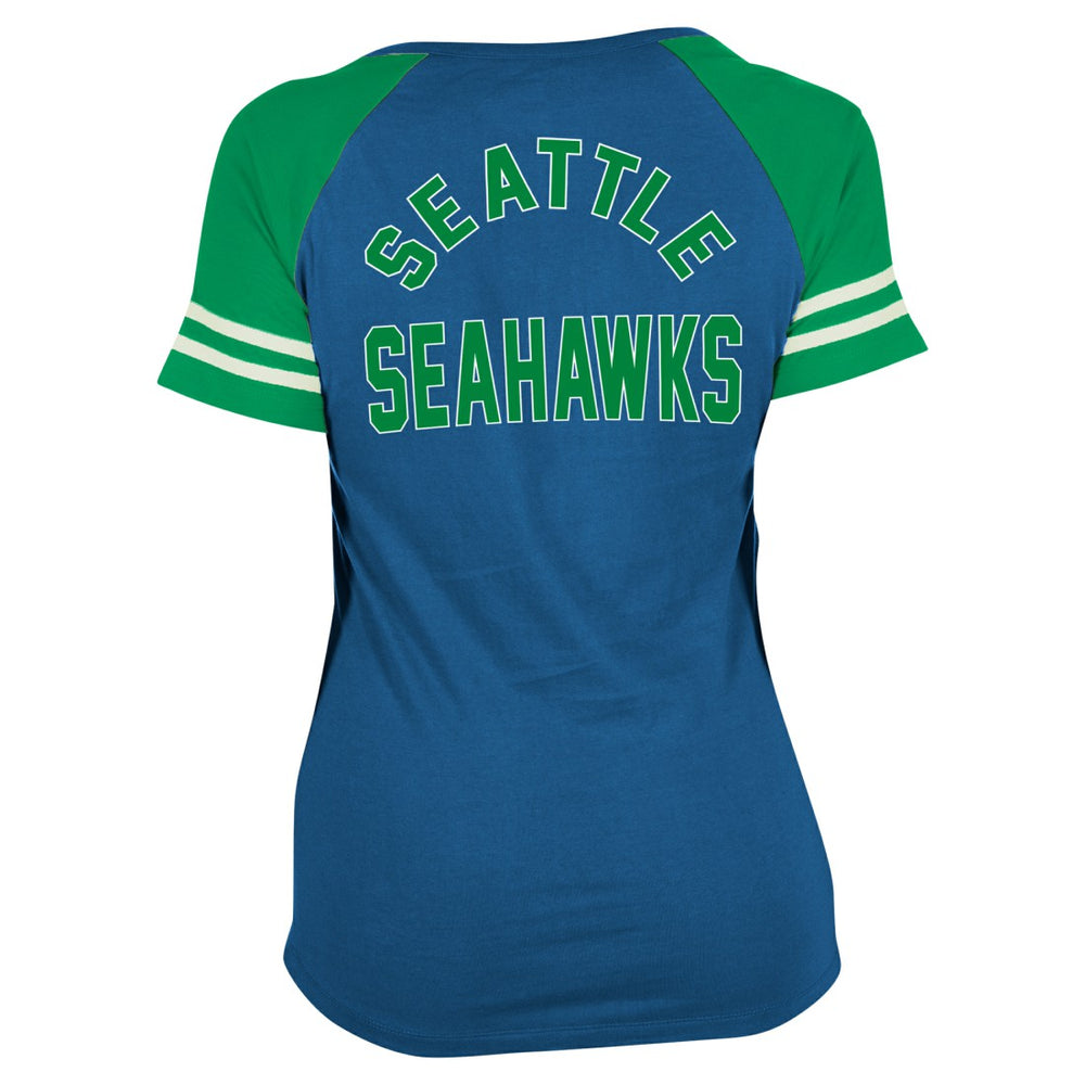 NFL Seattle Seahawks Women's Throwback Lace-Up Raglan T-Shirt
