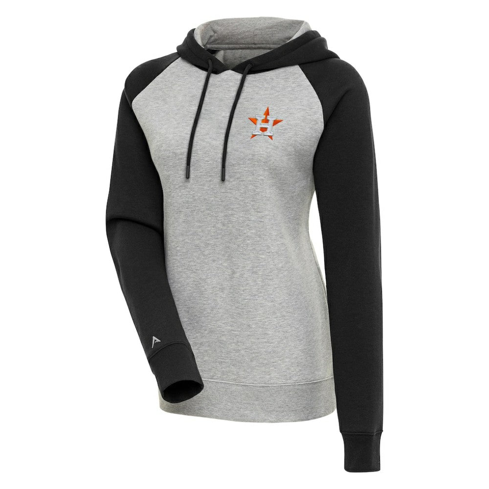 Houston Astros Antigua Women's Victory Raglan Sleeve Pullover Hoodie - Heather Gray/Black