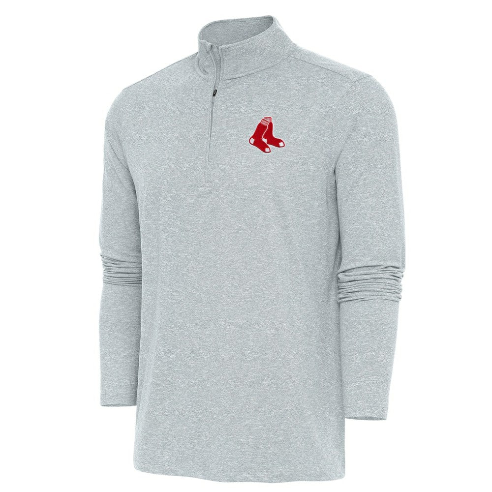 Boston Red Sox Antigua Hunk Quarter-Zip Pullover Top - Heather Gray