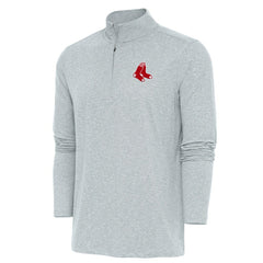 Boston Red Sox Antigua Hunk Quarter-Zip Pullover Top - Heather Gray