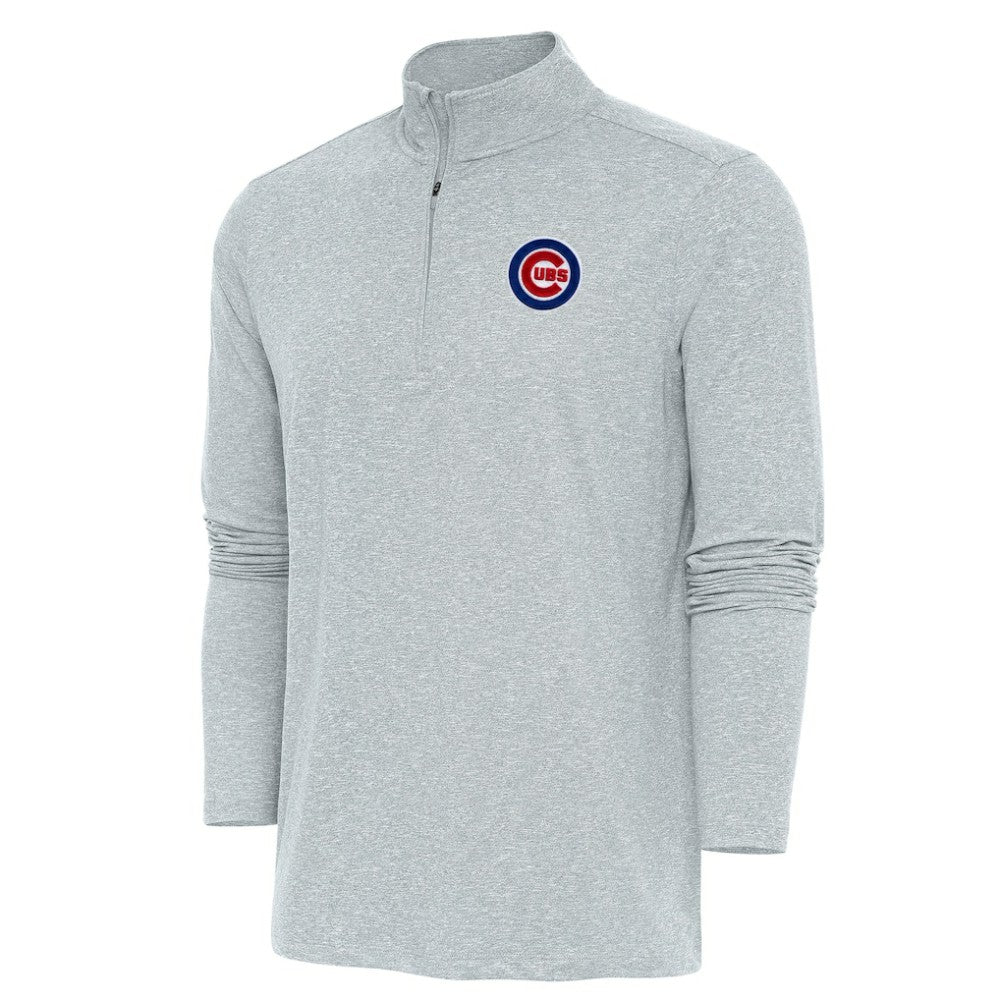 Chicago Cubs Antigua Hunk Quarter-Zip Pullover Top - Heather Gray