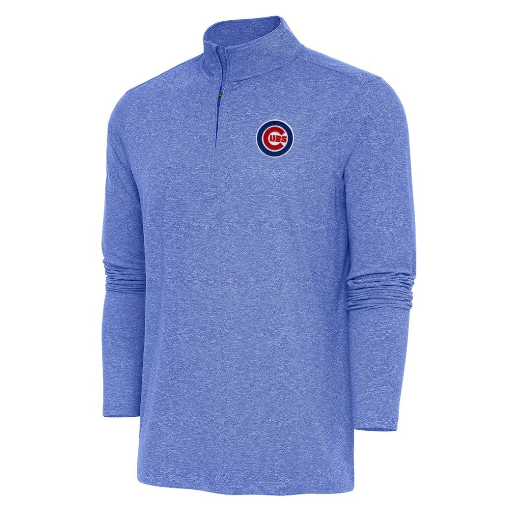 Chicago Cubs Antigua Hunk Quarter-Zip Pullover Top - Heather Royal