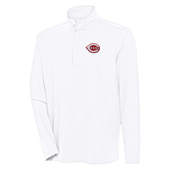 Cincinnati Reds Antigua Hunk Quarter-Zip Pullover Top - White