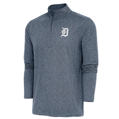 Detroit Tigers Antigua Hunk Quarter-Zip Pullover Top - Heather Navy