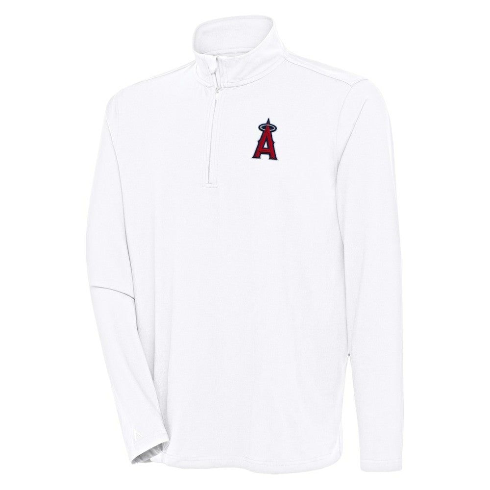 Los Angeles Angels Antigua Hunk Quarter-Zip Pullover Top - White