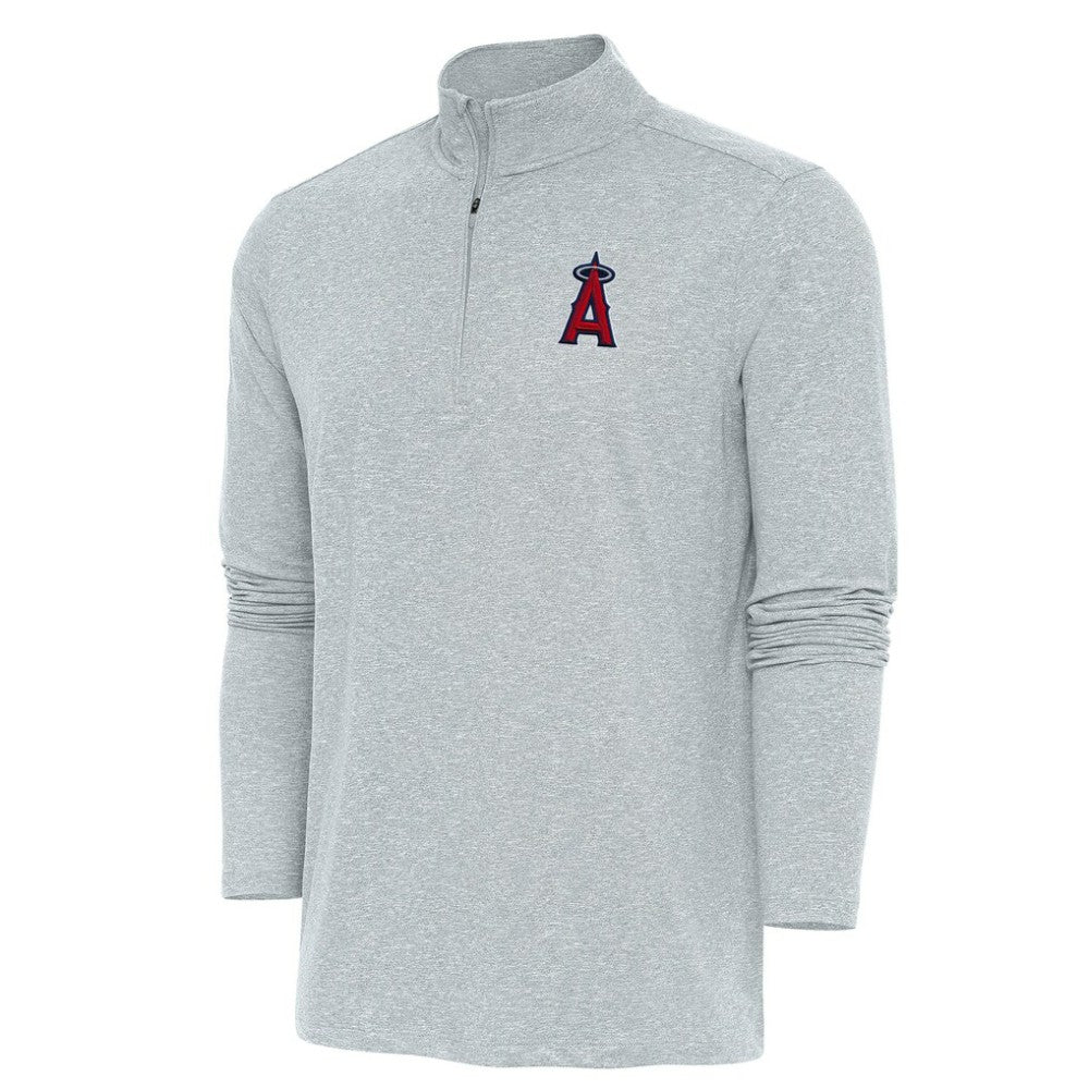 Los Angeles Angels Antigua Hunk Quarter-Zip Pullover Top - Heather Gray