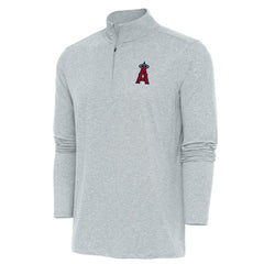 Los Angeles Angels Antigua Hunk Quarter-Zip Pullover Top - Heather Gray
