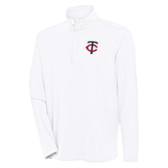 Minnesota Twins Antigua Hunk Quarter-Zip Pullover Top - White