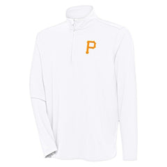Pittsburgh Pirates Antigua Hunk Quarter-Zip Pullover Top - White