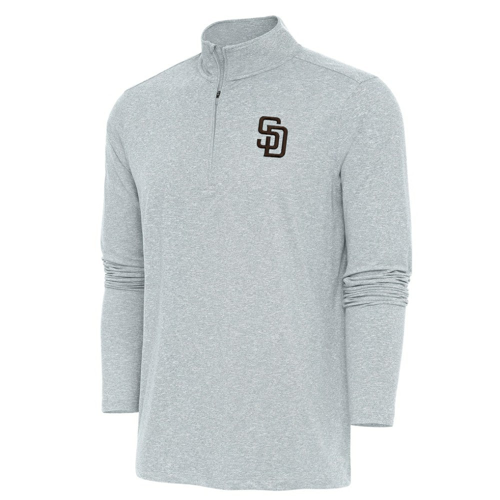 San Diego Padres Antigua Hunk Quarter-Zip Pullover Top - Heather Gray