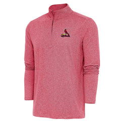 St. Louis Cardinals Antigua Hunk Quarter-Zip Pullover Top - Heather Red