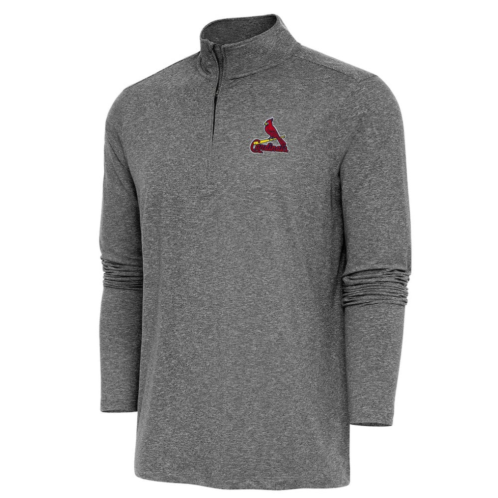 St. Louis Cardinals Antigua Hunk Quarter-Zip Pullover Top - Heather Black