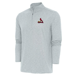 St. Louis Cardinals Antigua Hunk Quarter-Zip Pullover Top - Heather Gray