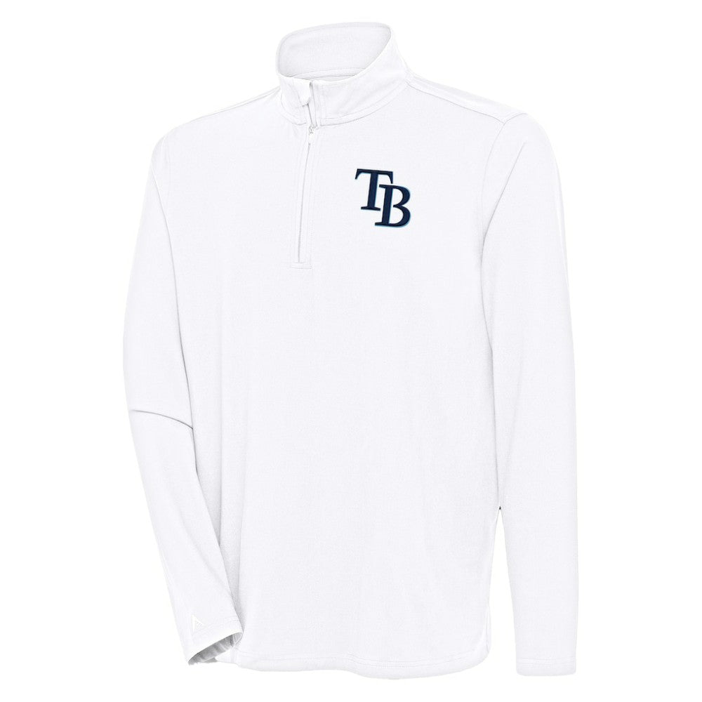 Tampa Bay Rays Antigua Hunk Quarter-Zip Pullover Top - White