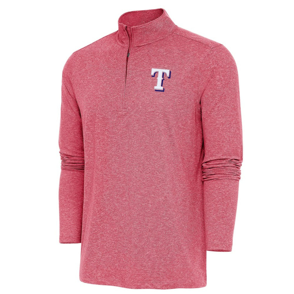 Texas Rangers Antigua Hunk Quarter-Zip Pullover Top - Heather Red