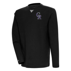 Colorado Rockies Antigua Flier Bunker Pullover Sweatshirt - Black