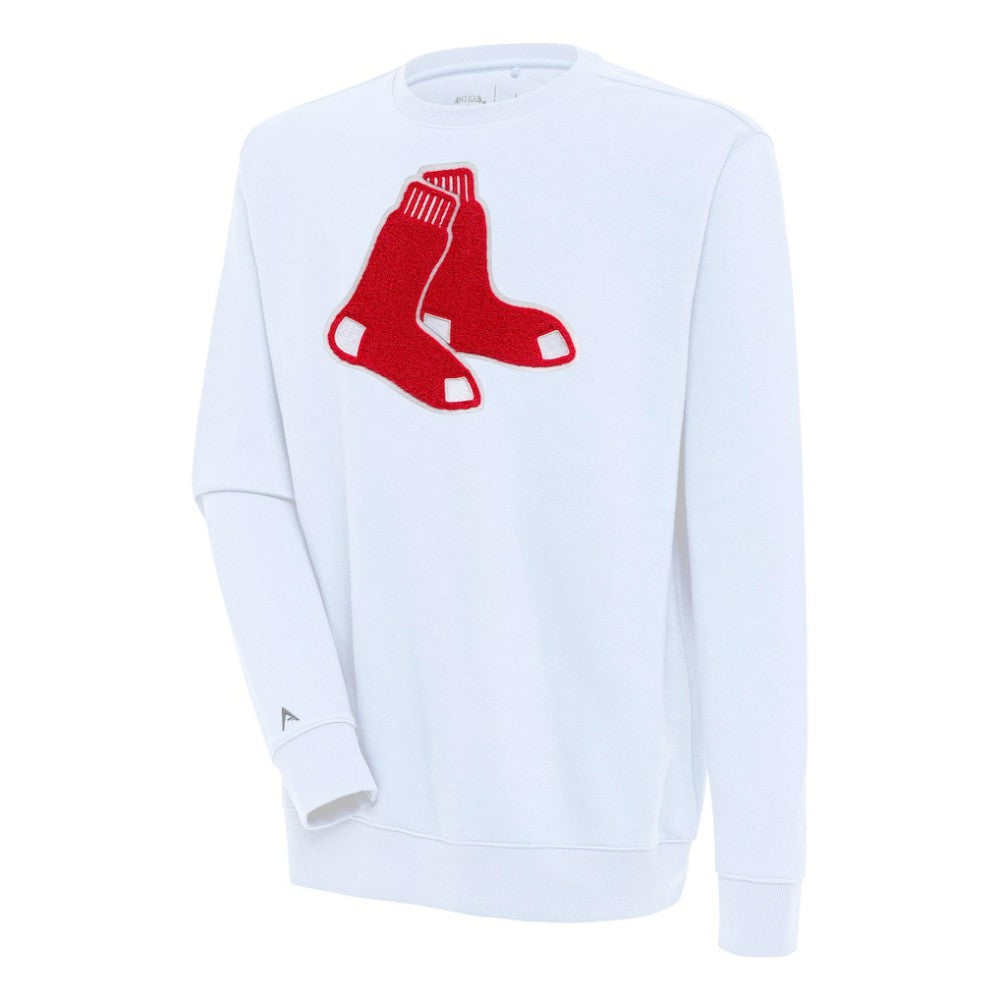 Boston Red Sox Antigua Victory Crewneck Chenille Pullover Sweatshirt - White