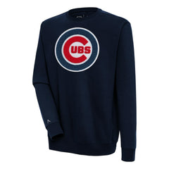 Chicago Cubs Antigua Victory Crewneck Chenille Pullover Sweatshirt - Navy