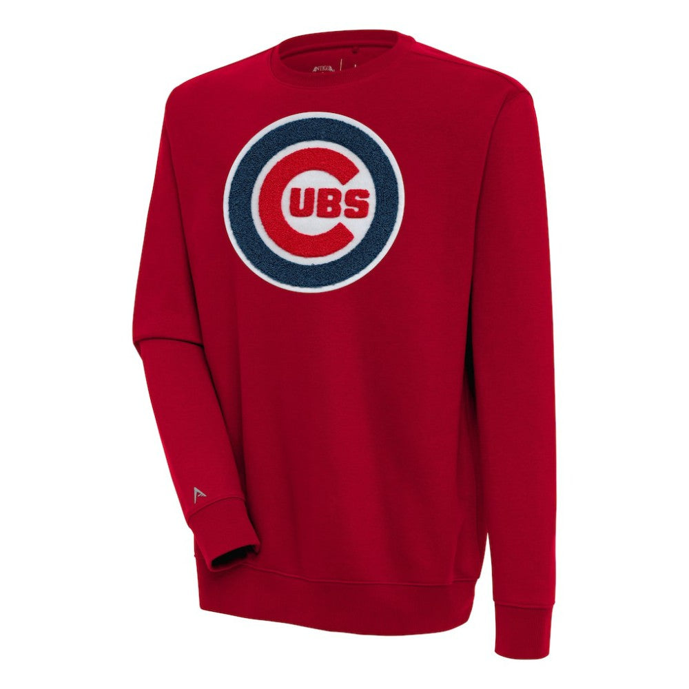 Chicago Cubs Antigua Victory Crewneck Chenille Pullover Sweatshirt - Red