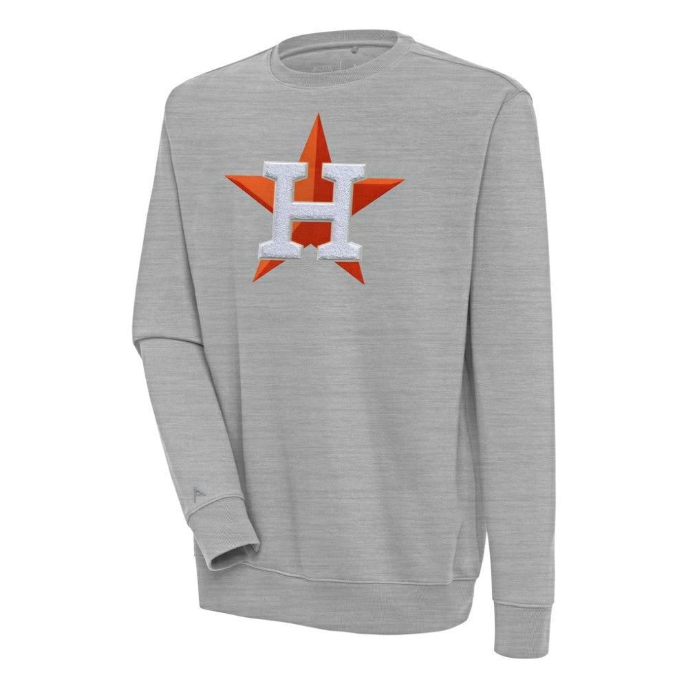 Houston Astros Antigua Victory Crewneck Chenille Pullover Sweatshirt - Heather Gray