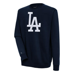 Los Angeles Dodgers Antigua Victory Crewneck Chenille Pullover Sweatshirt - Navy